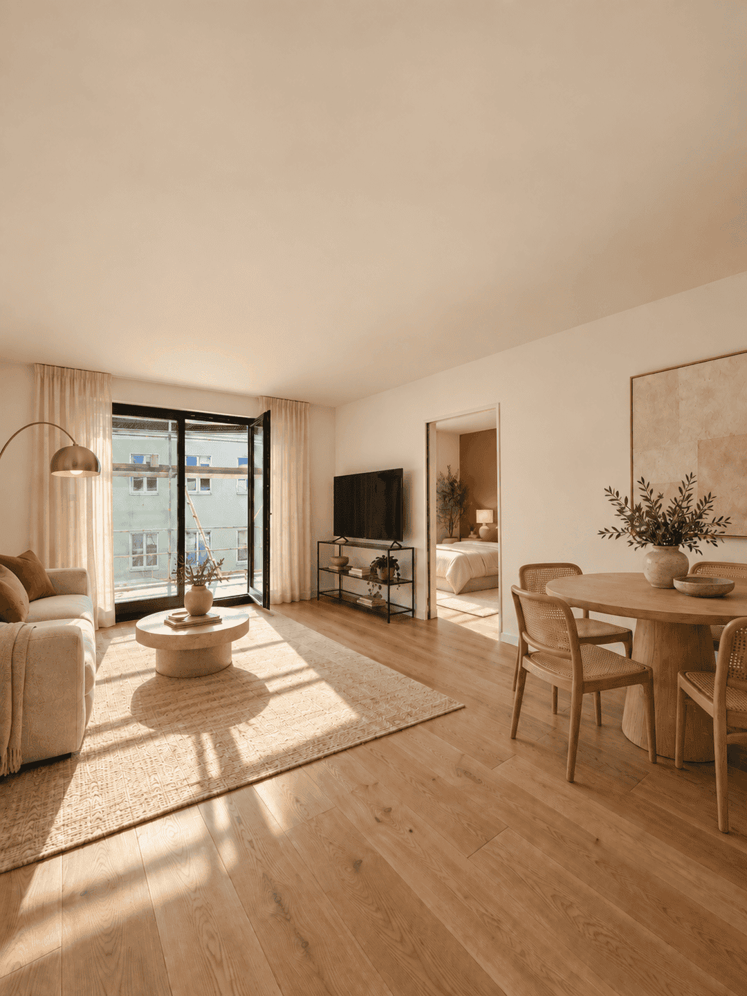 Wohnzimmer (2) möbiliert (KI Visualisierung)