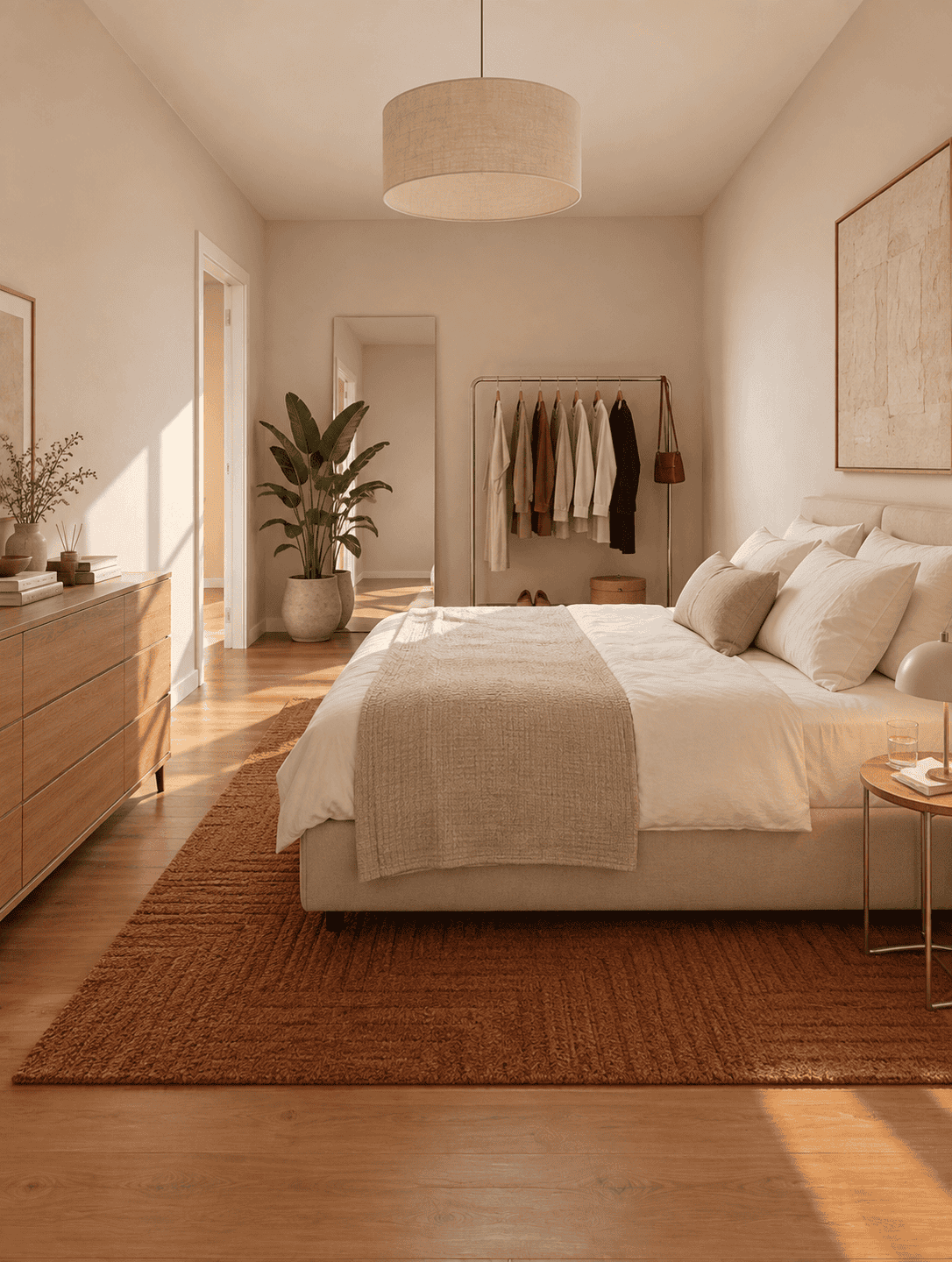 Schlafzimmer möbiliert (KI Visualisierung)